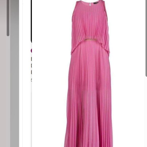 BCBGMAXAZRIA Shaina Pink Sleeveless Pleated Gown Barbie XXS - Picture 5 of 16